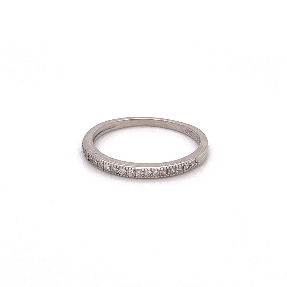 
                  
                    An engagement Classic Pave Cubic Zirconia Eternity Ring with diamonds on a white gold band.
                  
                