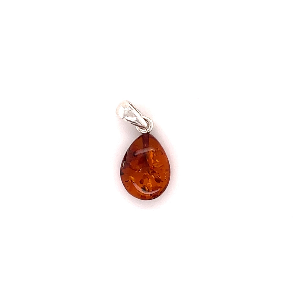 
                  
                    Super Silver's Teardrop Amber Pendant with a Minimalist Look.
                  
                