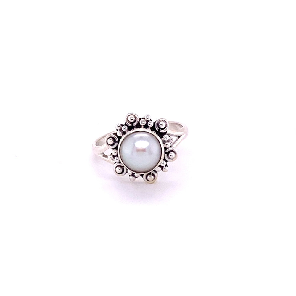 
                  
                    A Beautiful Round Flower Ring with Natural Gemstones on a white background, perfect for boho fashion lovers.
                  
                