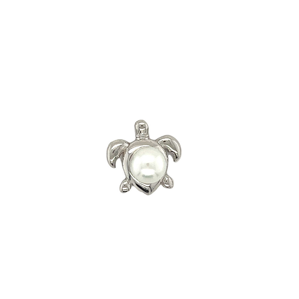 
                  
                    A Charming Pearl Sea Turtle Pendant by Super Silver with a white shell pearl accent.
                  
                