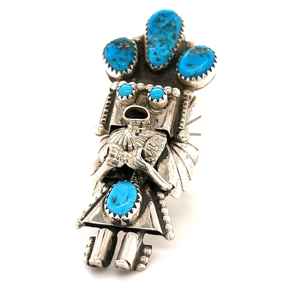 A Stunning Turquoise Kachina Ring with turquoise stones.