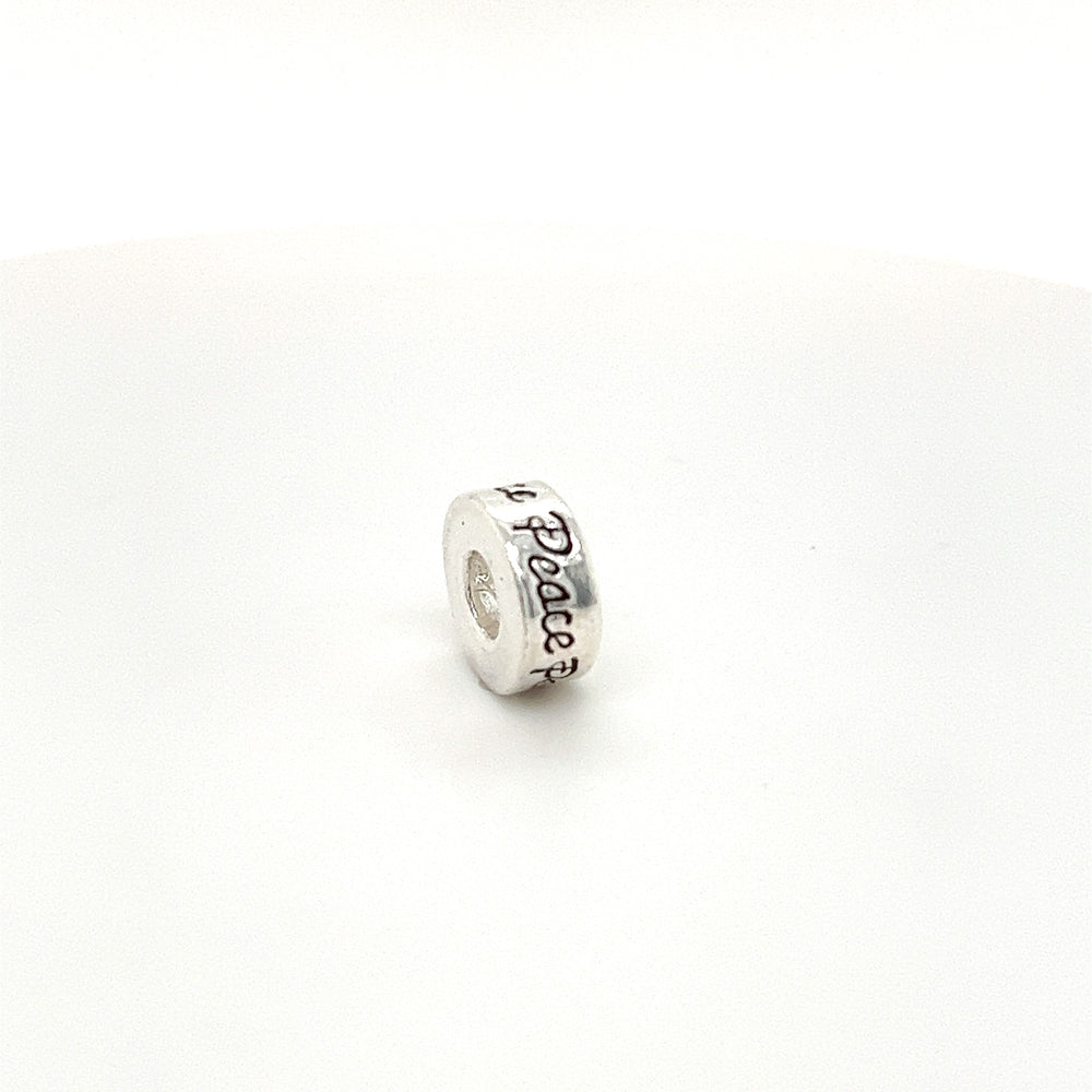 
                  
                    A Super Silver Affirmation Bead Charm with the word 'love' on it.
                  
                