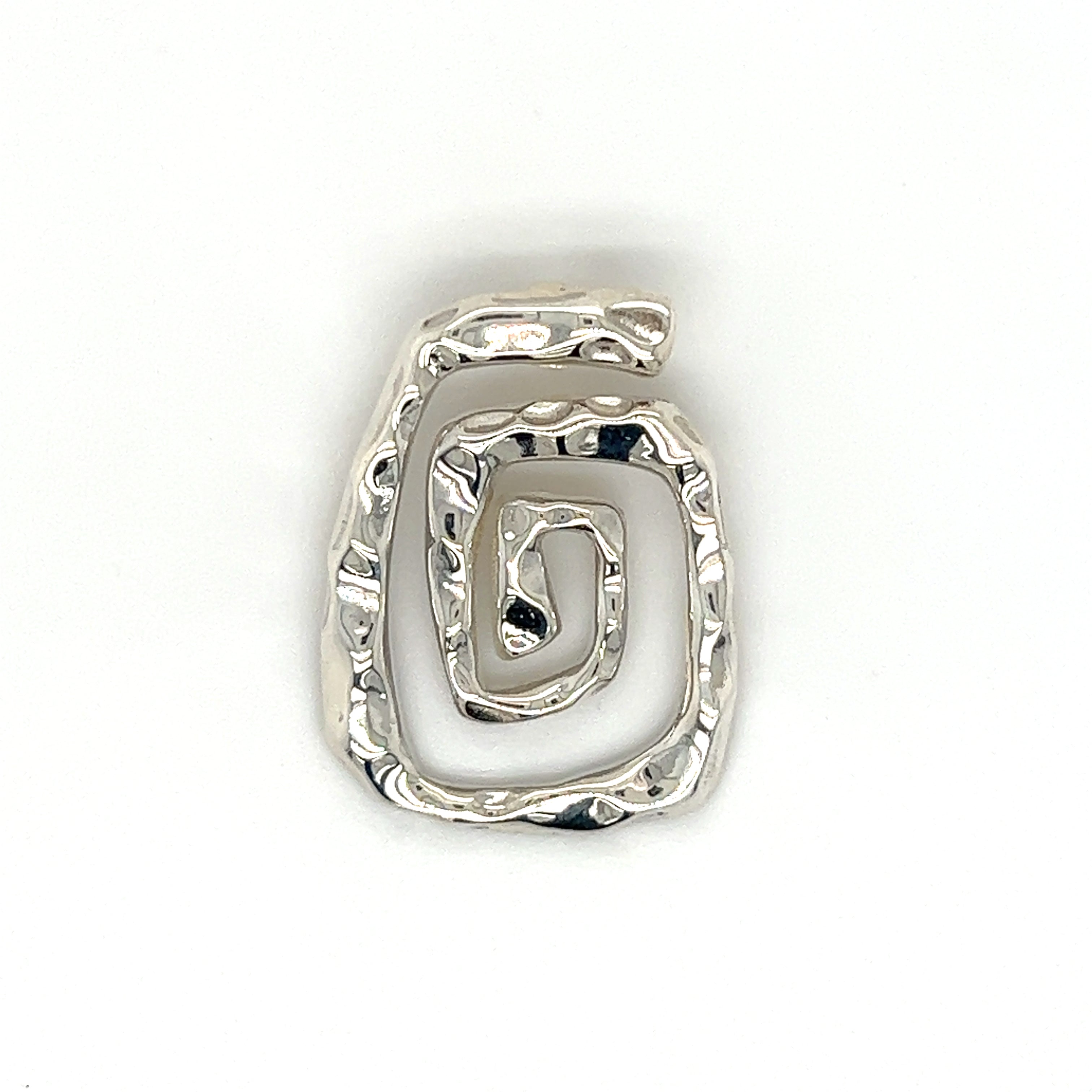 A Super Silver Stunning Hammered Spiral Pendant on a white background.