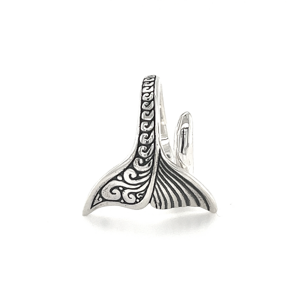An adjustable Half Filigree Whale Tail Ring.