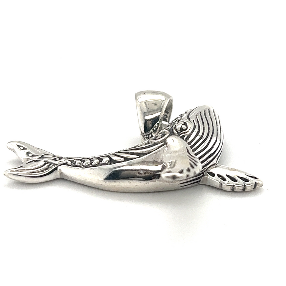 
                  
                    A Super Silver Stunning Whale Pendant on a white background.
                  
                