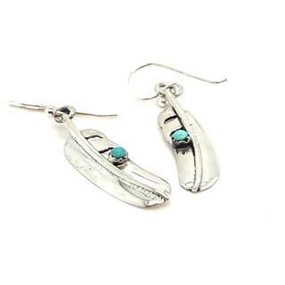 Super Silver's High Shine Feather Earrings with Turquoise, made of sterling silver, are the perfect boho charm accessory.