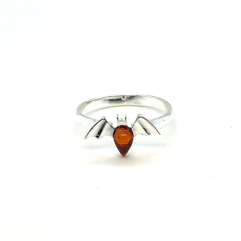 
                  
                    A Super Silver Baltic Amber Bat Ring.
                  
                
