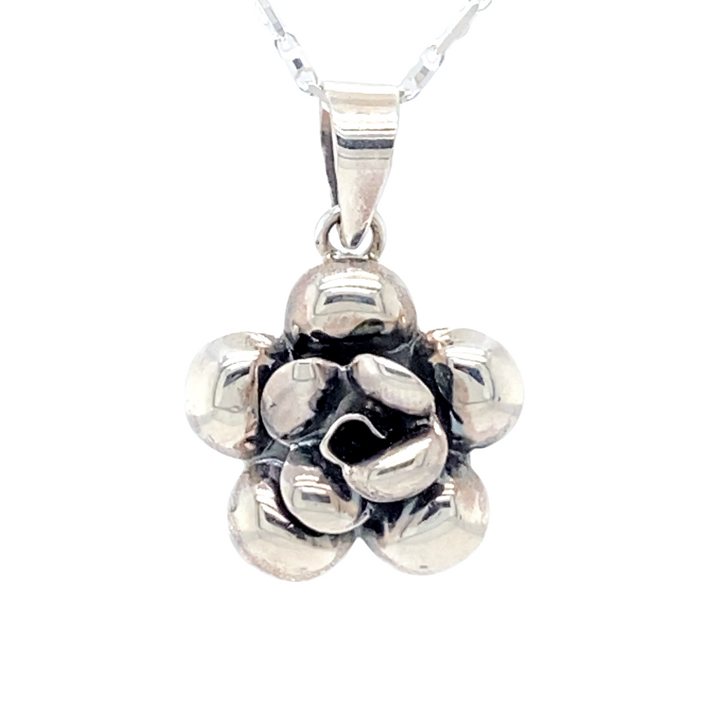 A Vintage-Styled Rose Pendant on a .925 Sterling Silver chain from Super Silver.