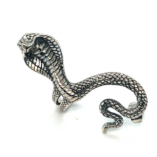 A Super Silver Unique Cobra Ear Cuff on a white background, showcasing stunning jewelry workmanship.