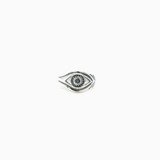
                  
                    A modern minimalistic Evil Eye Ring on a white background.
                  
                