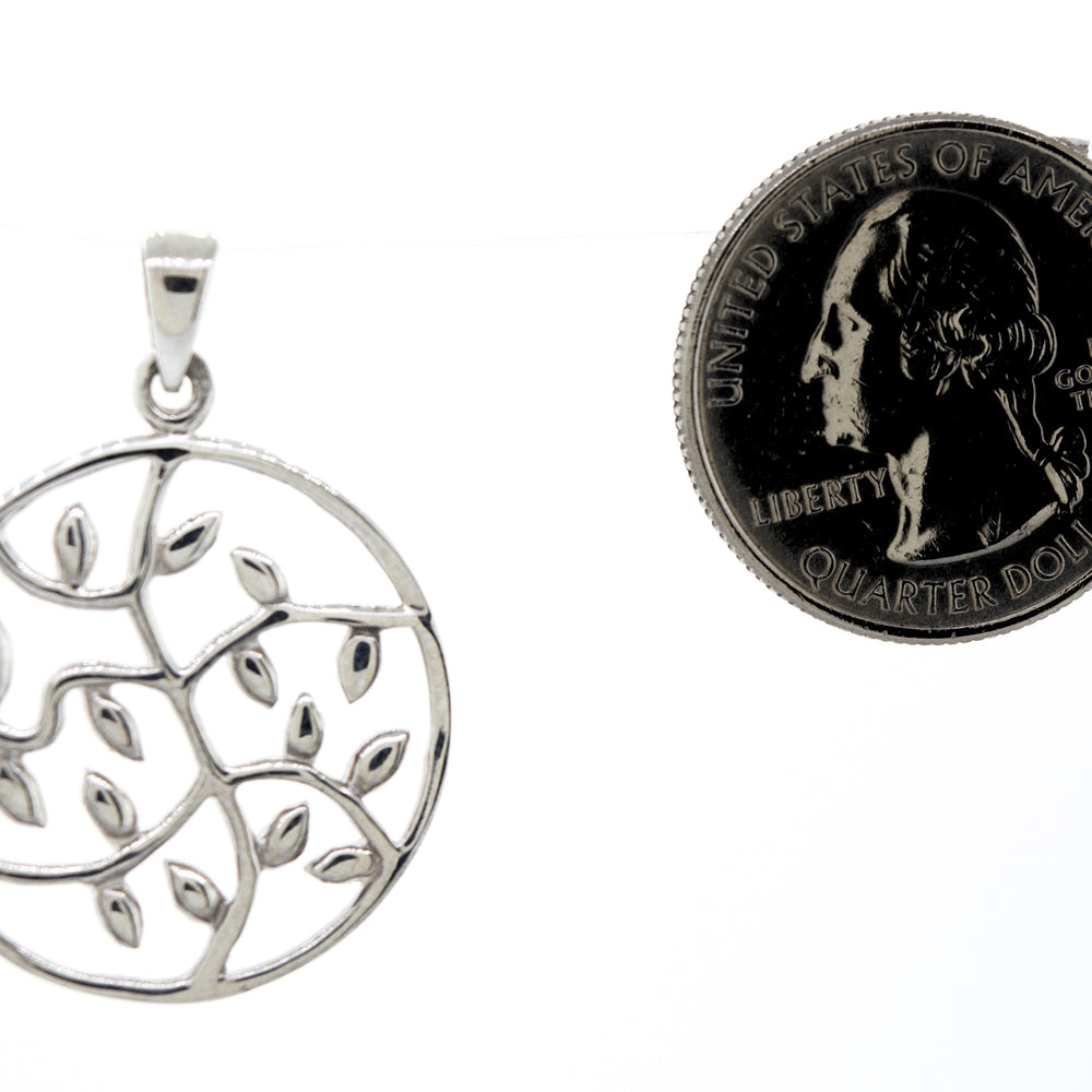 
                  
                    This Vines in Circle Pendant from Super Silver features a stunning sterling silver tree of life design, perfect for any plant lover looking to add a touch of nature to their jewelry collection. The intricate vines create an elegant and timeless piece that can
                  
                