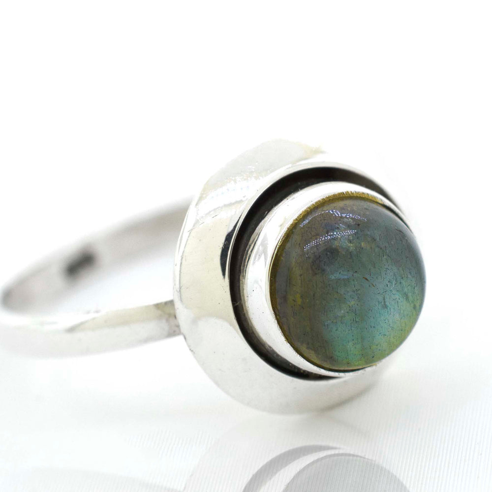 
                  
                    Round Gemstone Ring With Oxidized Outline in sterling silver.
                  
                