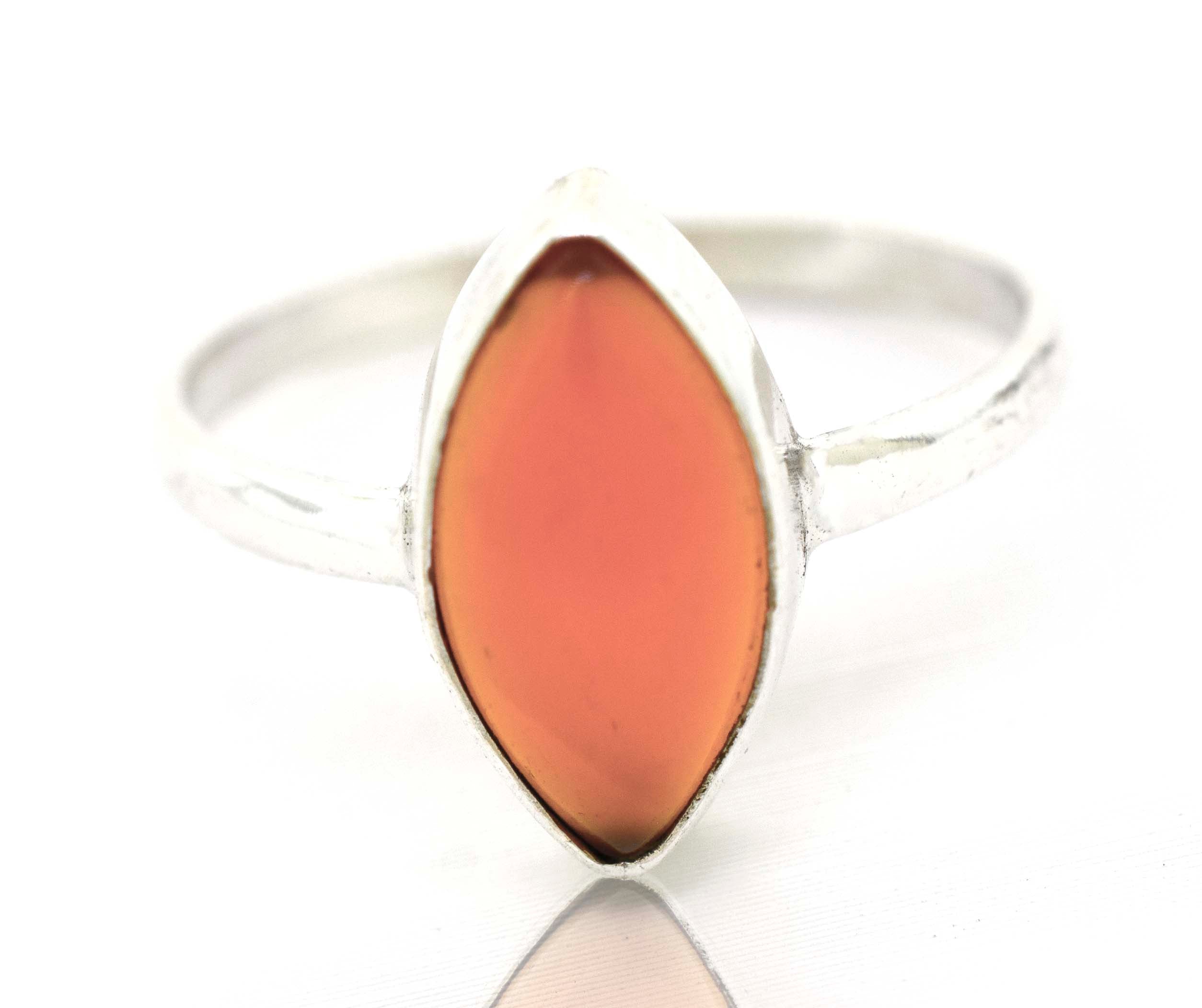 A Simple Marquise Shaped Gemstone Ring with a gemstone. (Brand: Super Silver)