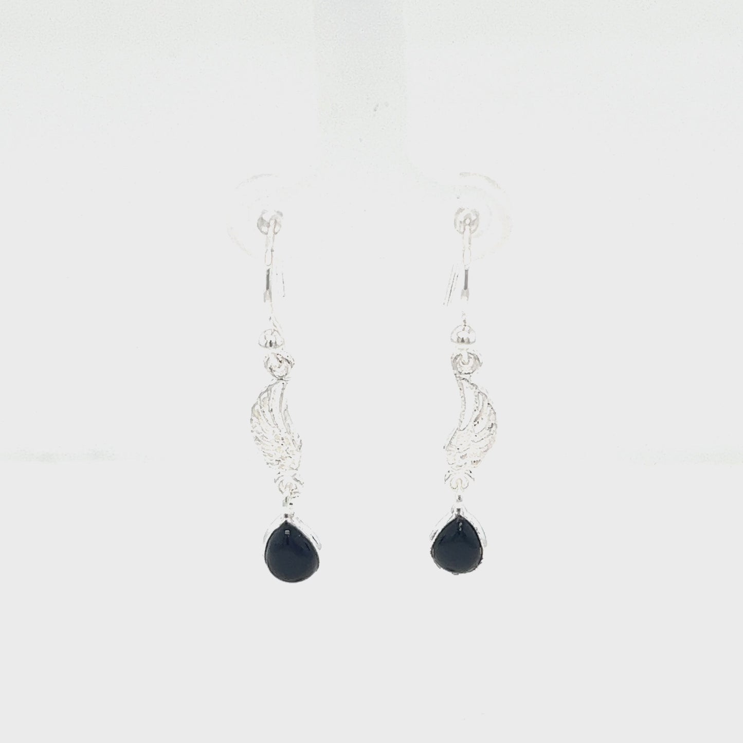 
                  
                    Load and play video in Gallery viewer, Angel Wing Earrings with Teardrop Shaped Stone
                  
                