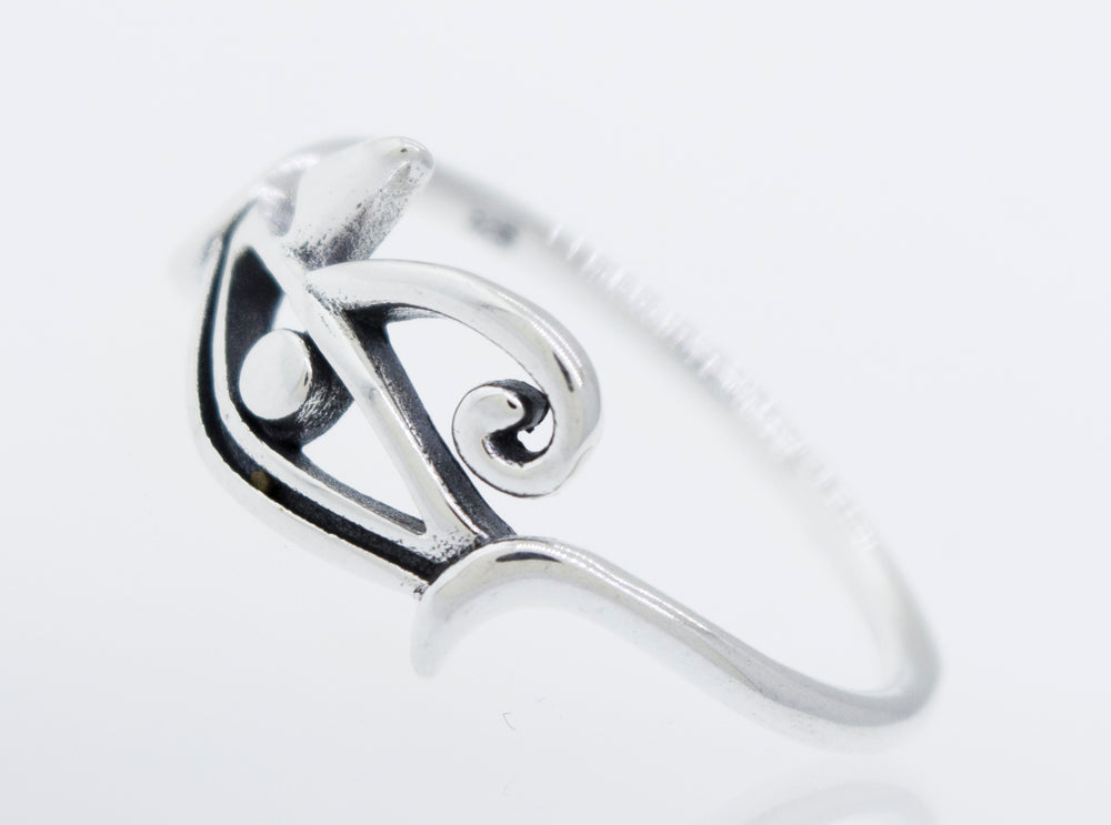 An Egyptian-inspired Eye of Horus Ring with an intricate design featuring the eye of Horus.