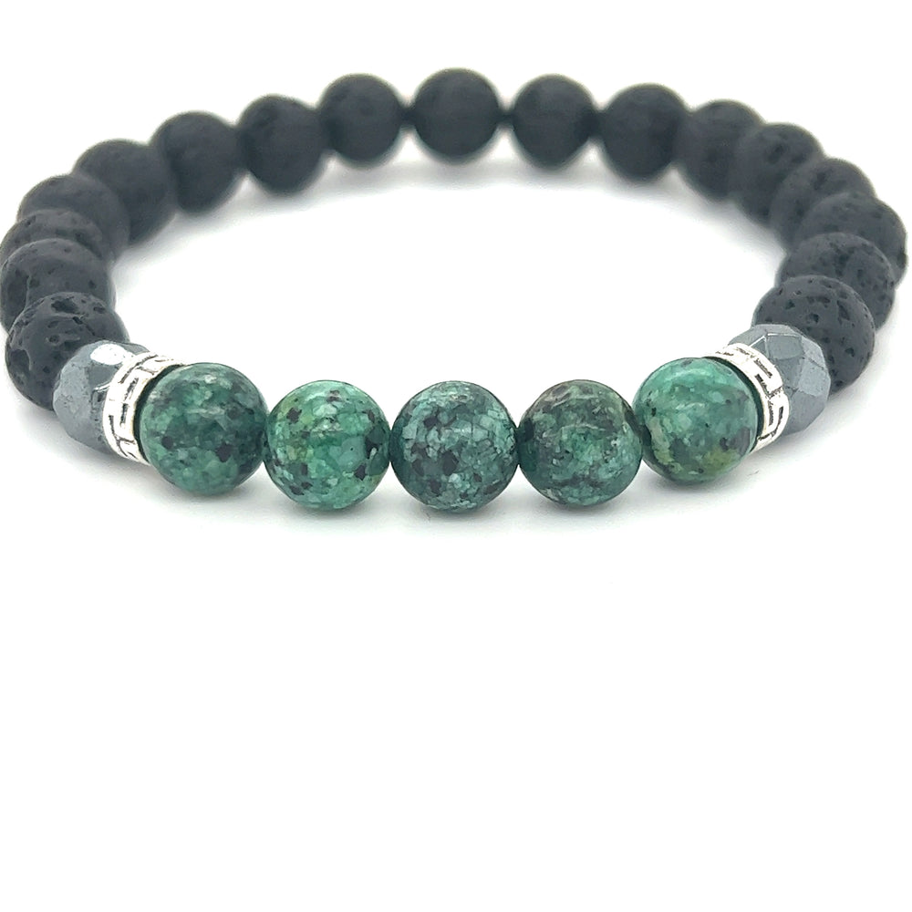 
                  
                    A Super Silver Essential Oil Bracelet with Turquoise And Lava Rock Stones.
                  
                