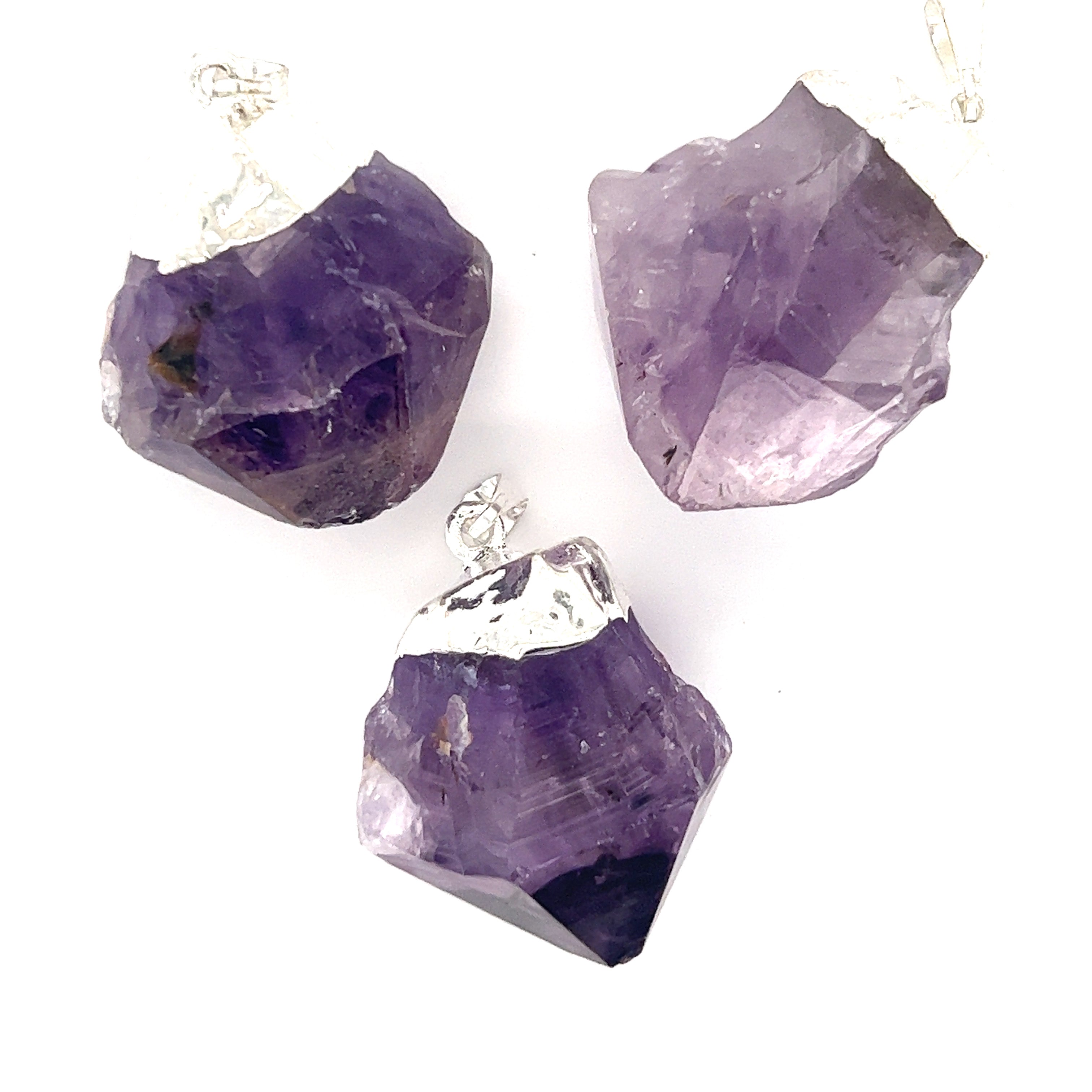 Amethyst Natural Crystal Sterling Silver 925 Necklace online Pendant- Clearance