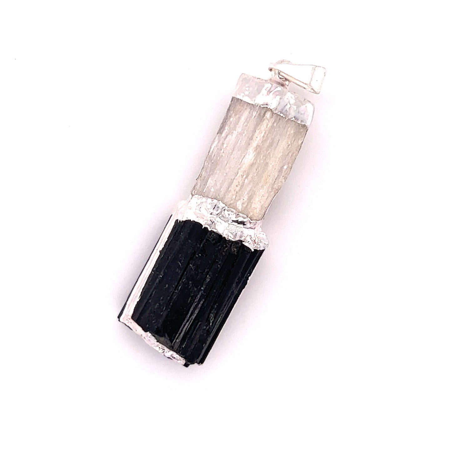 A Tourmaline and Selenite Pendant with black tourmaline stones by Super Silver.
