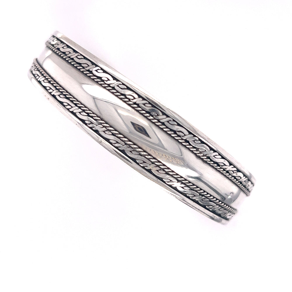 
                  
                    Silver Domed Cuff with Rope Pattern
                  
                