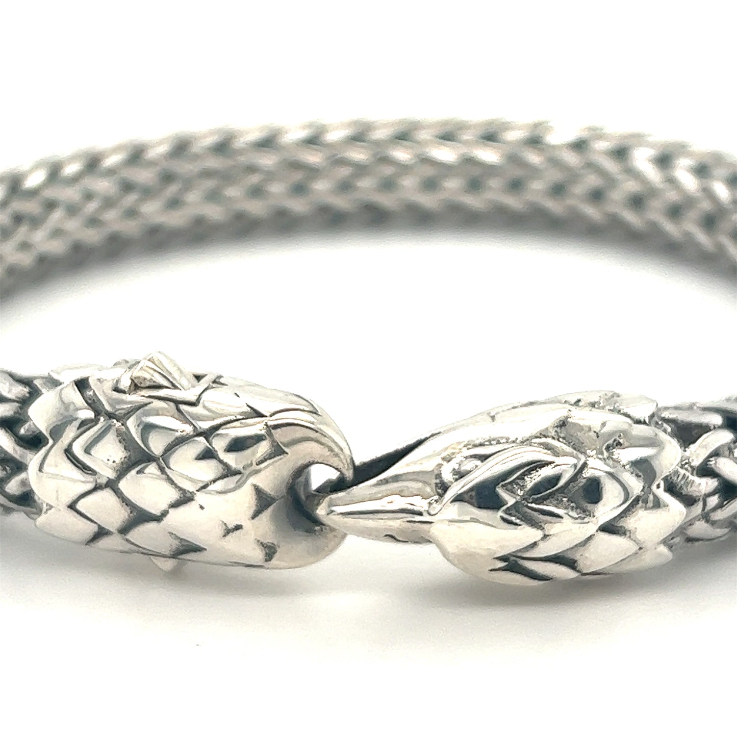 A Super Silver Heavy Braided Bracelet with Eagle Clasp.