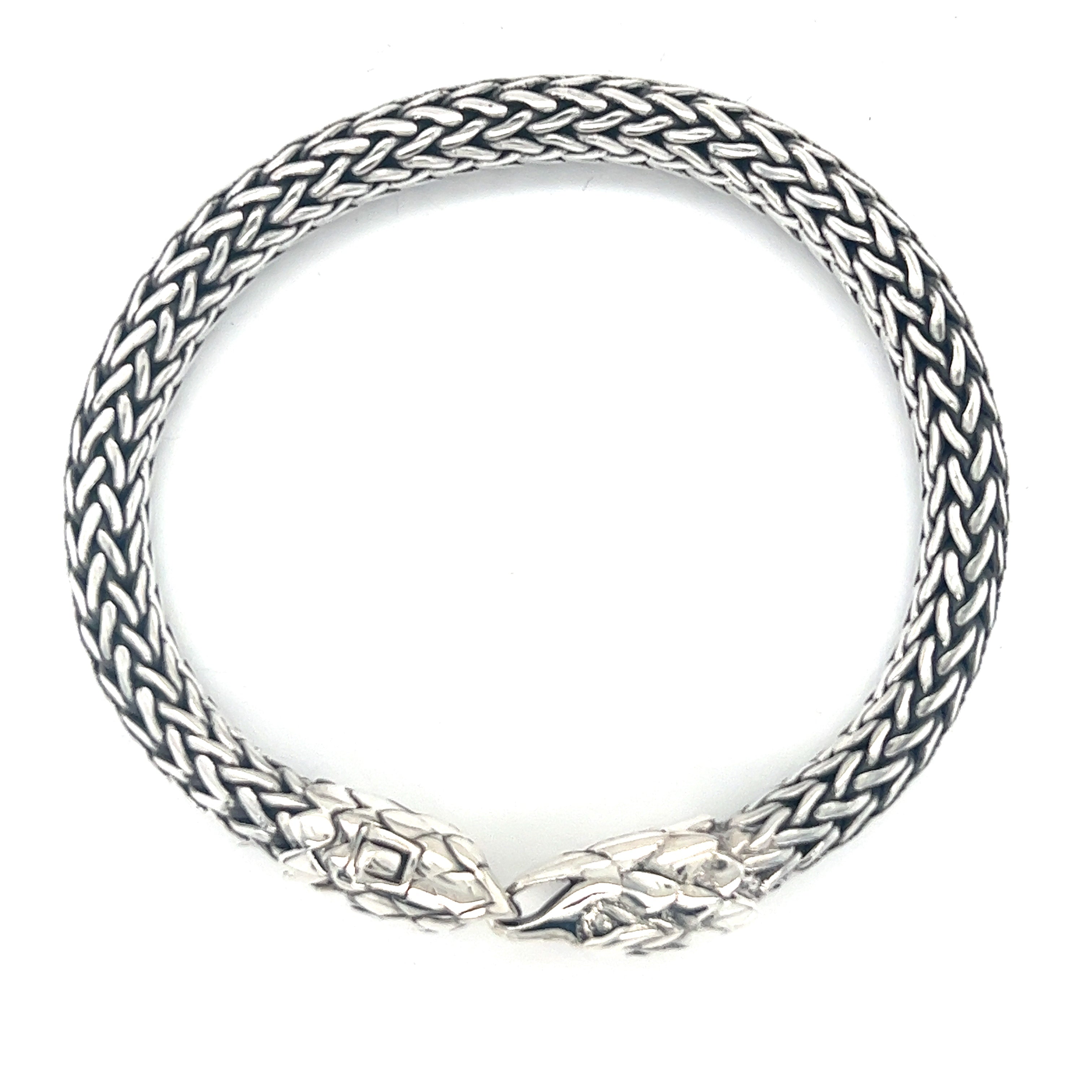 A Heavy Braided Bracelet with Eagle Clasp from Super Silver, on a white background.