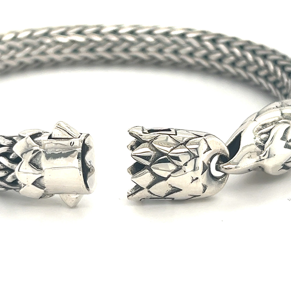 Heavy Braided Bracelet with Eagle Clasp – Super Silver