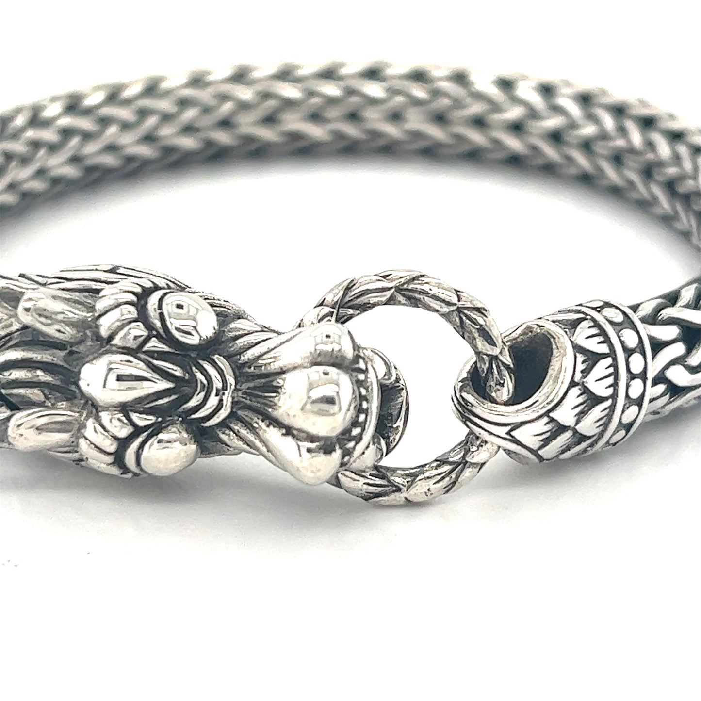 
                  
                    Sterling Silver Braided Rope Bracelet with Dragon Head
                  
                