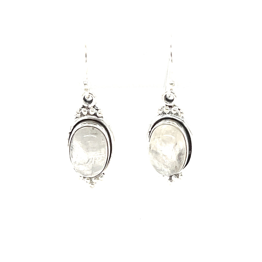 
                  
                    A pair of Super Silver Natural Gemstone Earrings with a Raised Oval Setting.
                  
                