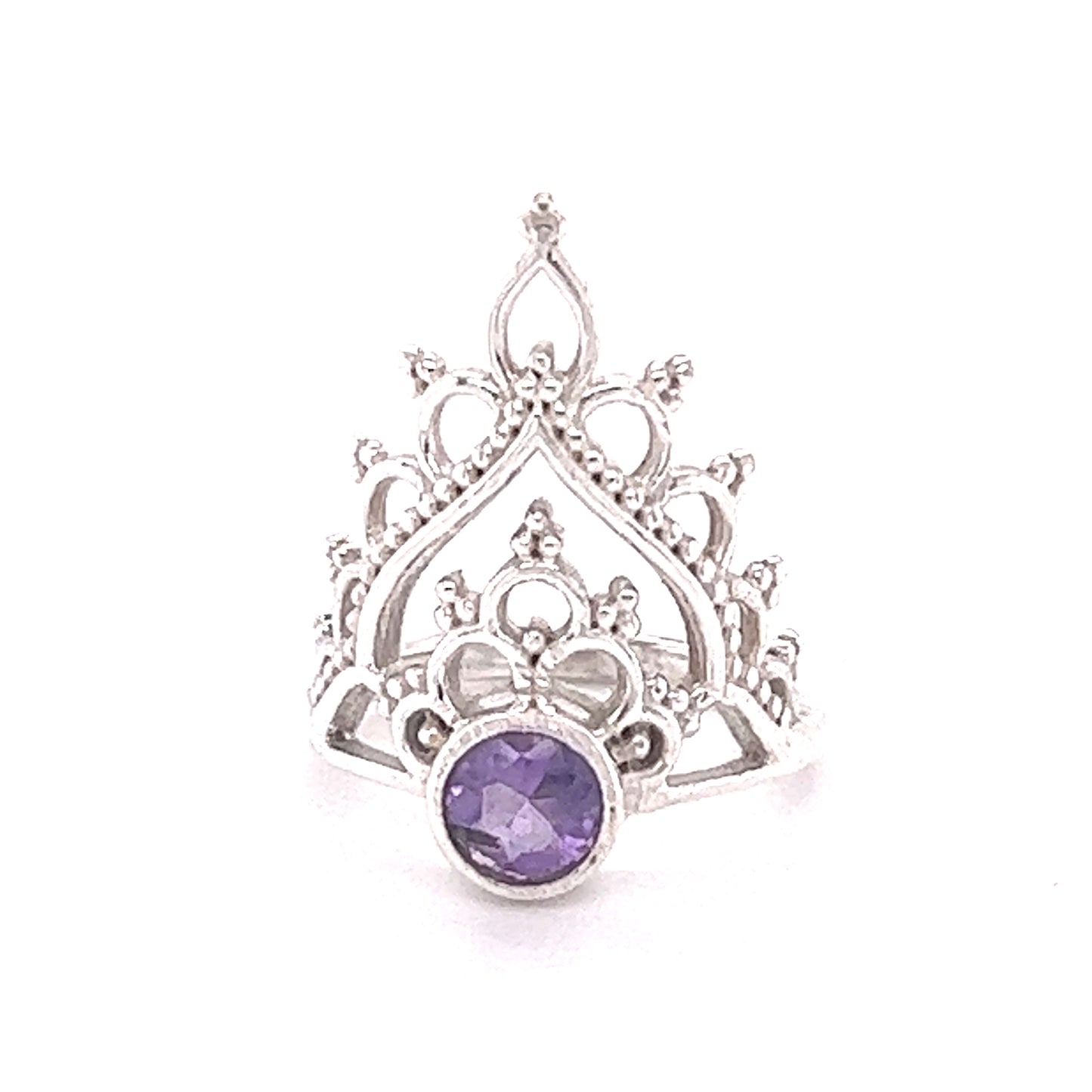
                  
                    A Henna Crown Ring with Natural Gemstones with a stunning amethyst stone.
                  
                