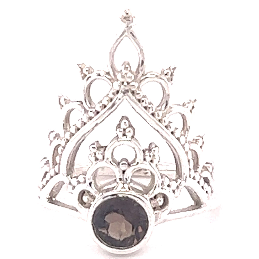 
                  
                    A stunning Henna Crown Ring with Natural Gemstones from Super Silver, showcasing exquisite silver work.
                  
                