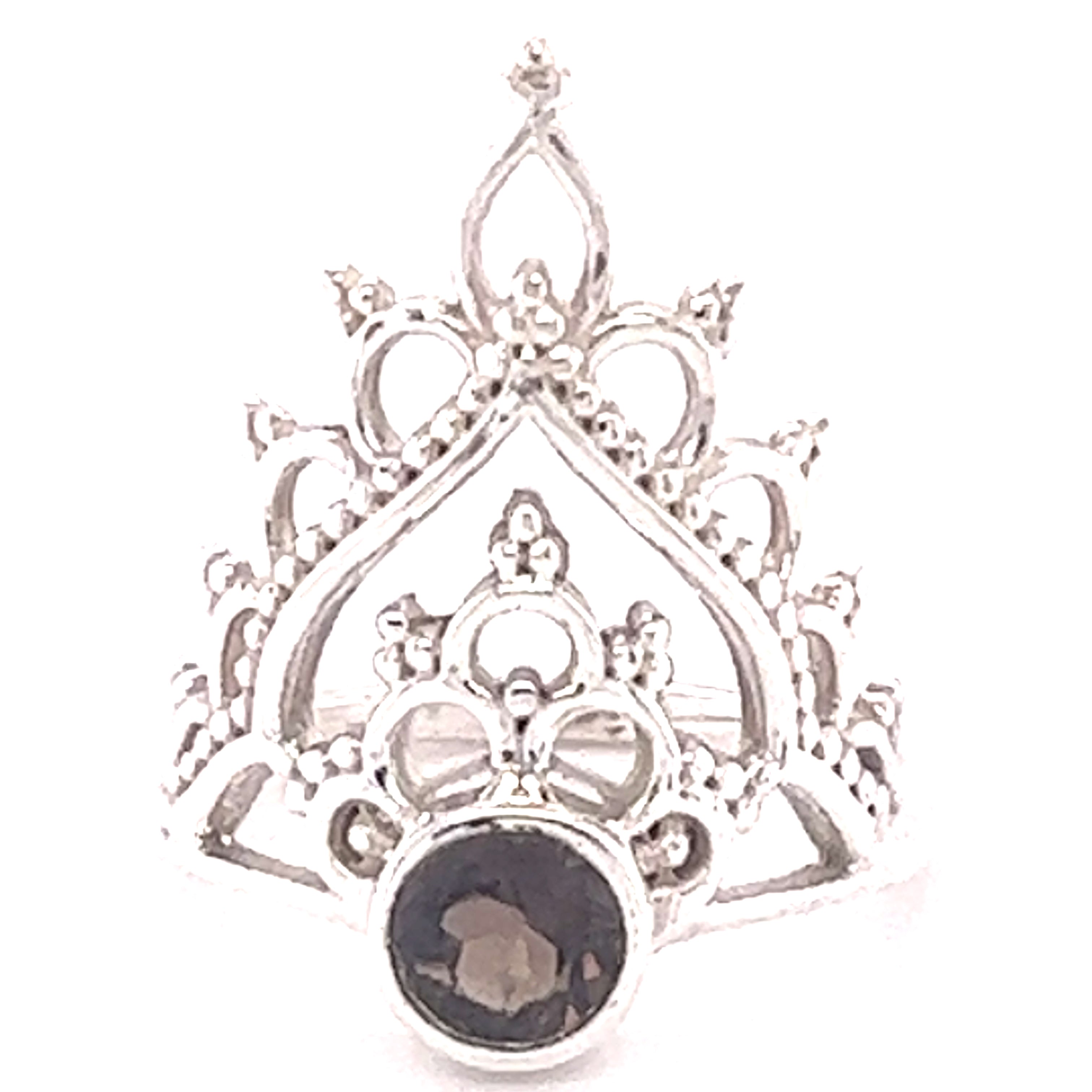 A stunning Henna Crown Ring with Natural Gemstones from Super Silver, showcasing exquisite silver work.