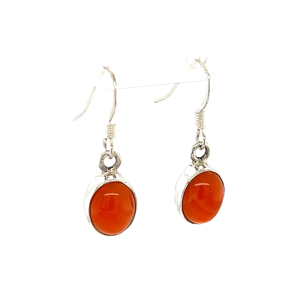 
                  
                    A pair of Super Silver Simple Carnelian Earrings for protection and wisdom.
                  
                
