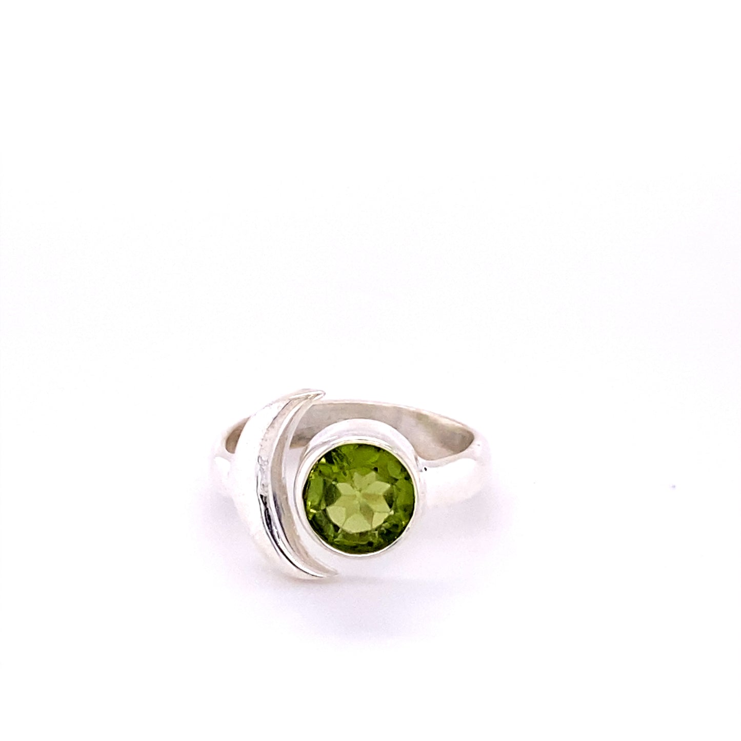 A Crescent Moon Ring with Natural Gemstones, perfect for boho style enthusiasts looking for unique cabochon jewelry.