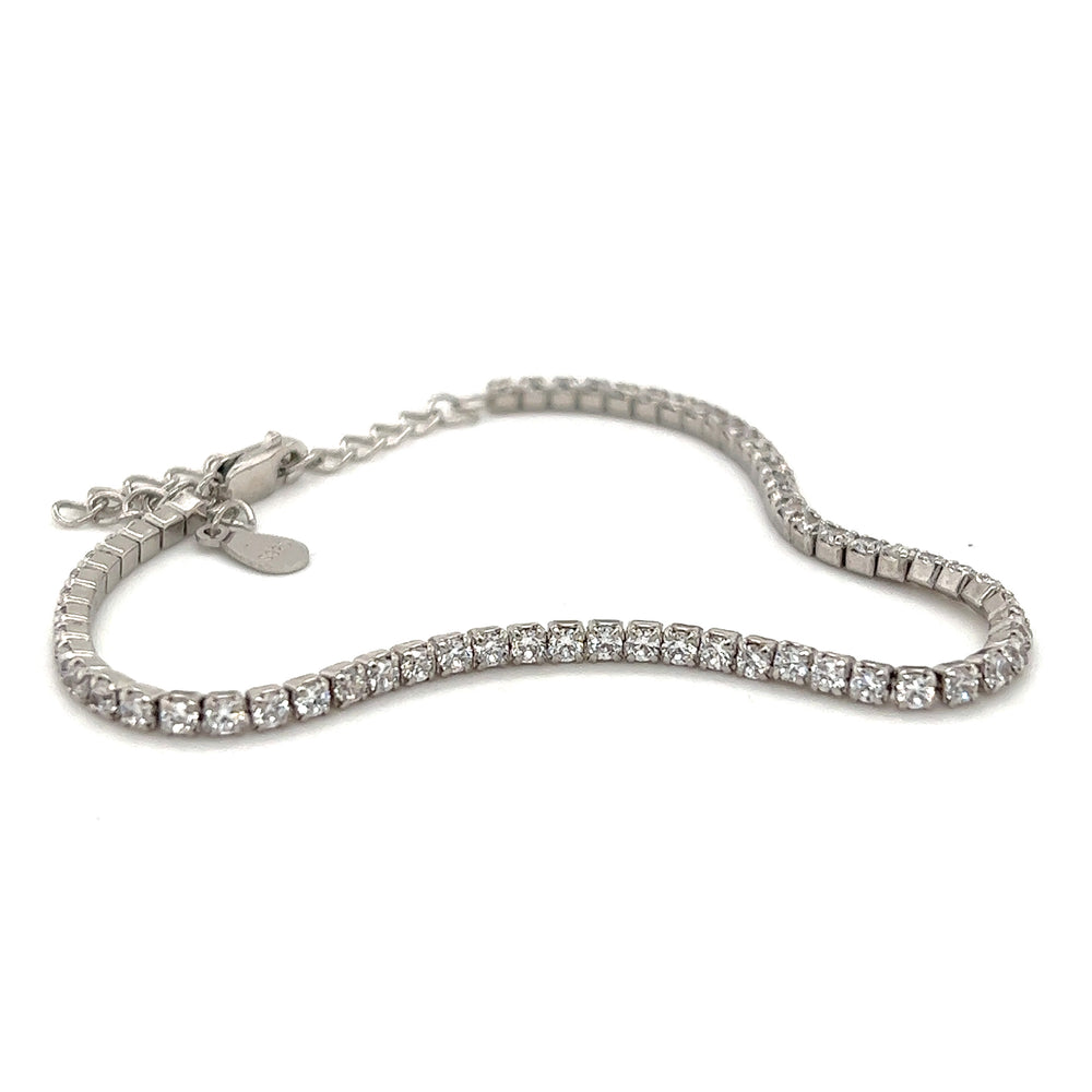 
                  
                    A sparkling Square Cubic Zirconia Tennis Bracelet adorned with a row of cubic zirconia, exuding elegance in Super Silver.
                  
                