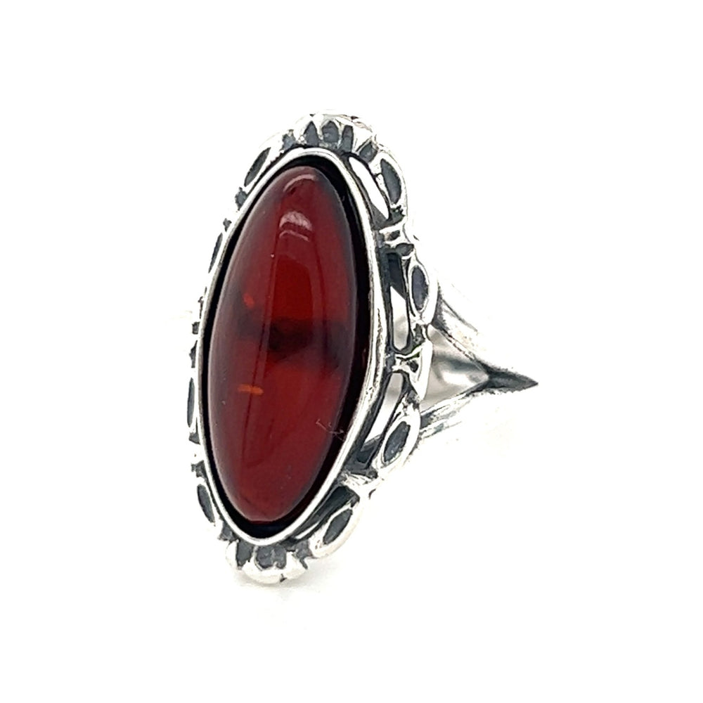 An Enchanting Baltic Cherry Amber Ring by Super Silver