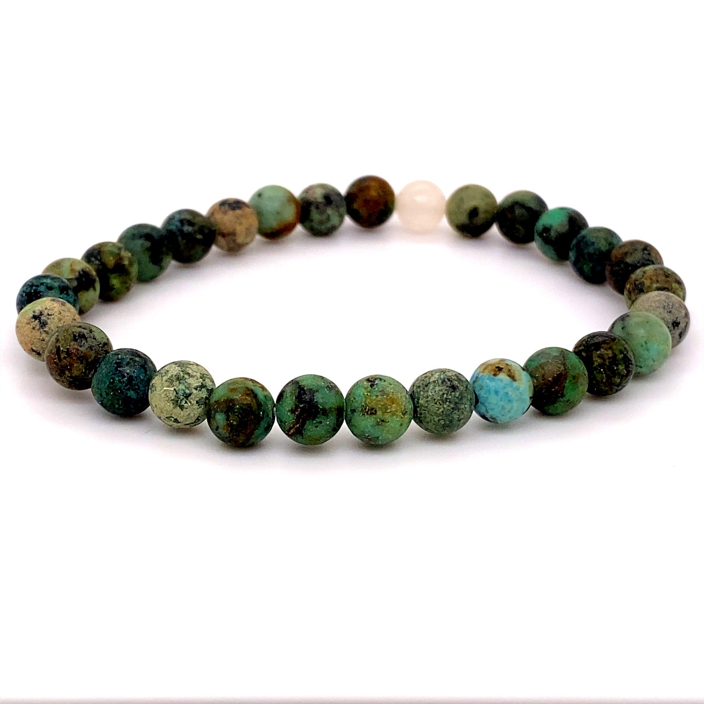 
                  
                    A Super Silver Beaded Stone Bracelet with green and white gemstone beads.
                  
                