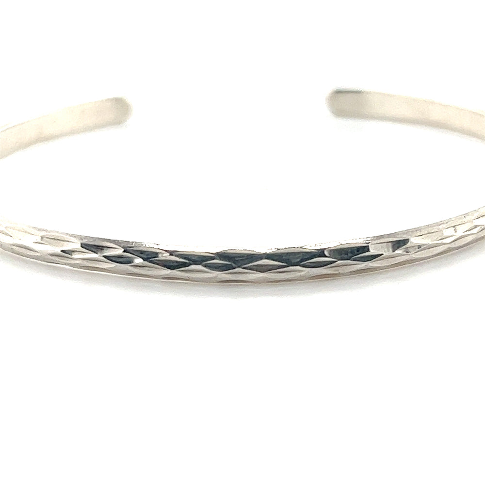 Shimmering Super Silver Glittering Diamond Cut Cuff Bracelet.