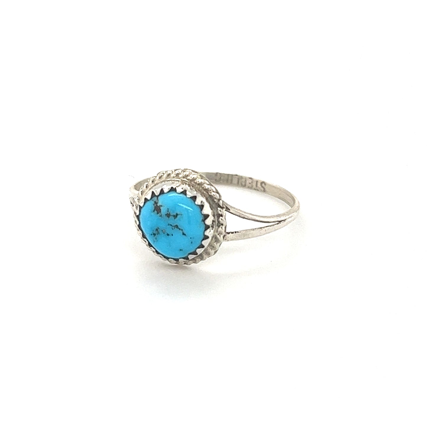 A culturally inspired sterling silver Classic Round Handmade Turquoise Ring.