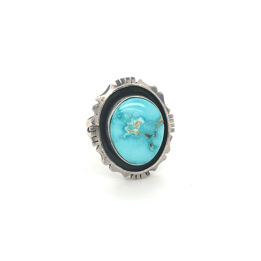 
                  
                    A Stunning Native American Turquoise Ring with a turquoise stone.
                  
                