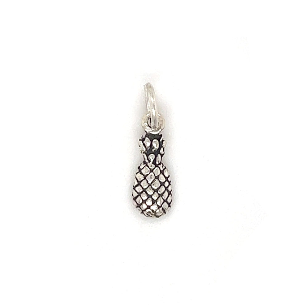 A Super Silver Tiny Pineapple Charm on a white background.