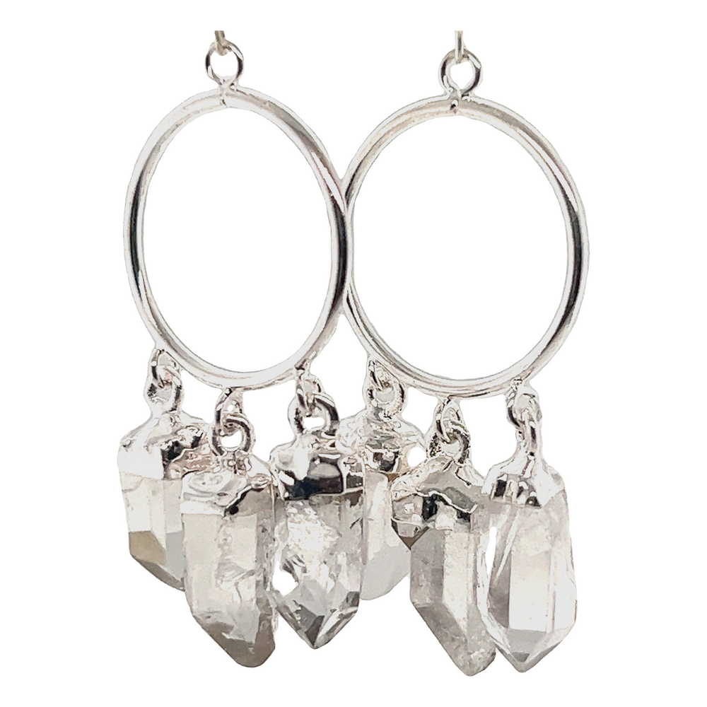 
                  
                    A pair of Super Silver Boho Crystal Chandelier Earrings.
                  
                