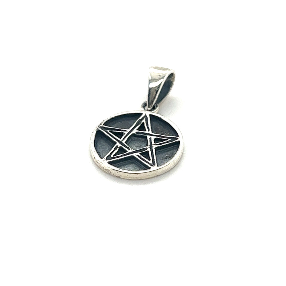 
                  
                    A Bewitching Delicate Pentagram Pendant with antique detailing on a white background. Perfect for Wiccans.
                  
                