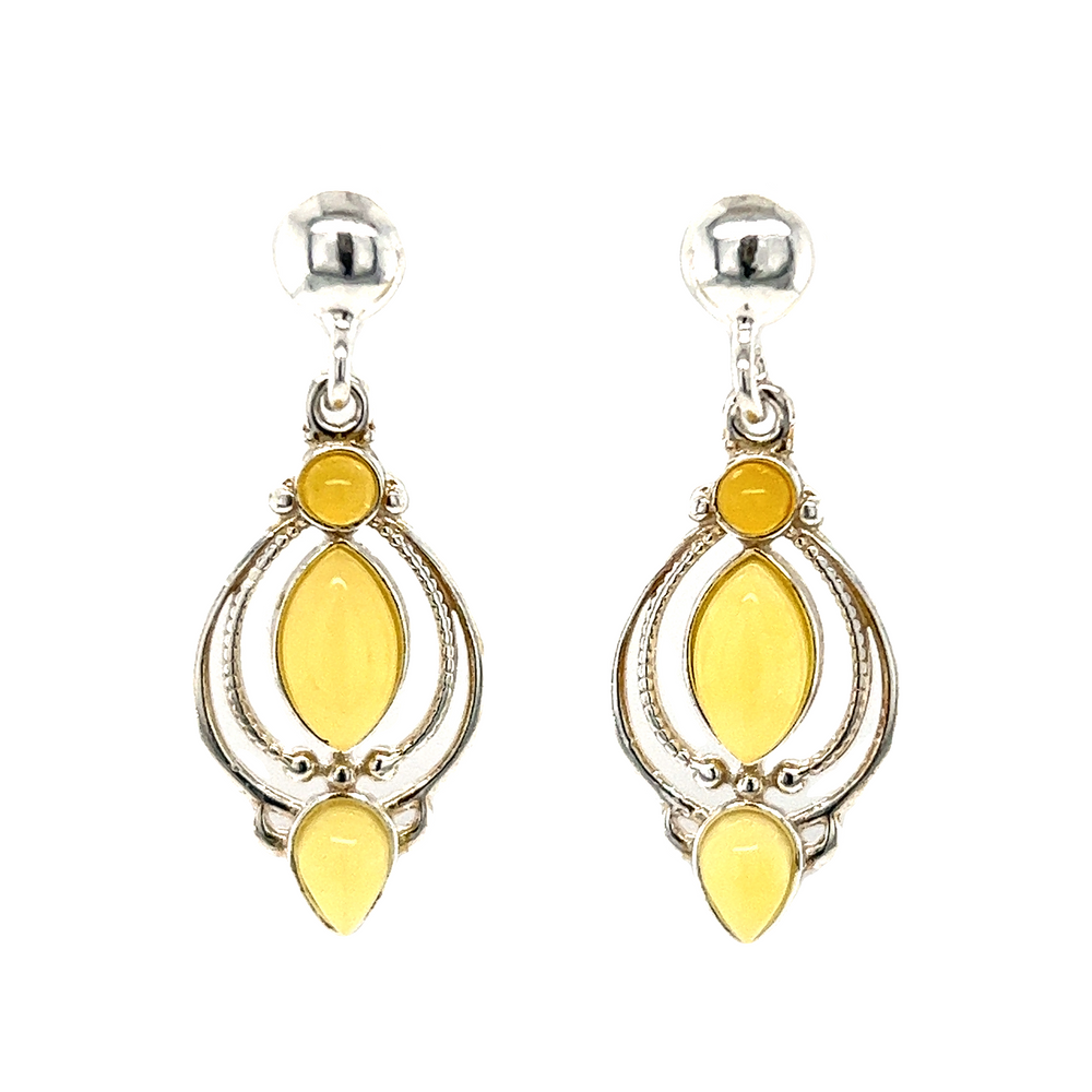 
                  
                    A pair of Super Silver Fancy Marquise Shaped Baltic Amber Earrings.
                  
                