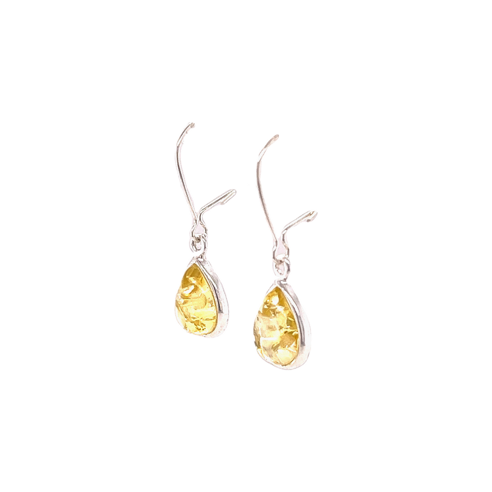 
                  
                    A pair of Charming Baltic Amber Teardrop Earrings from Super Silver with a yellow amethyst.
                  
                
