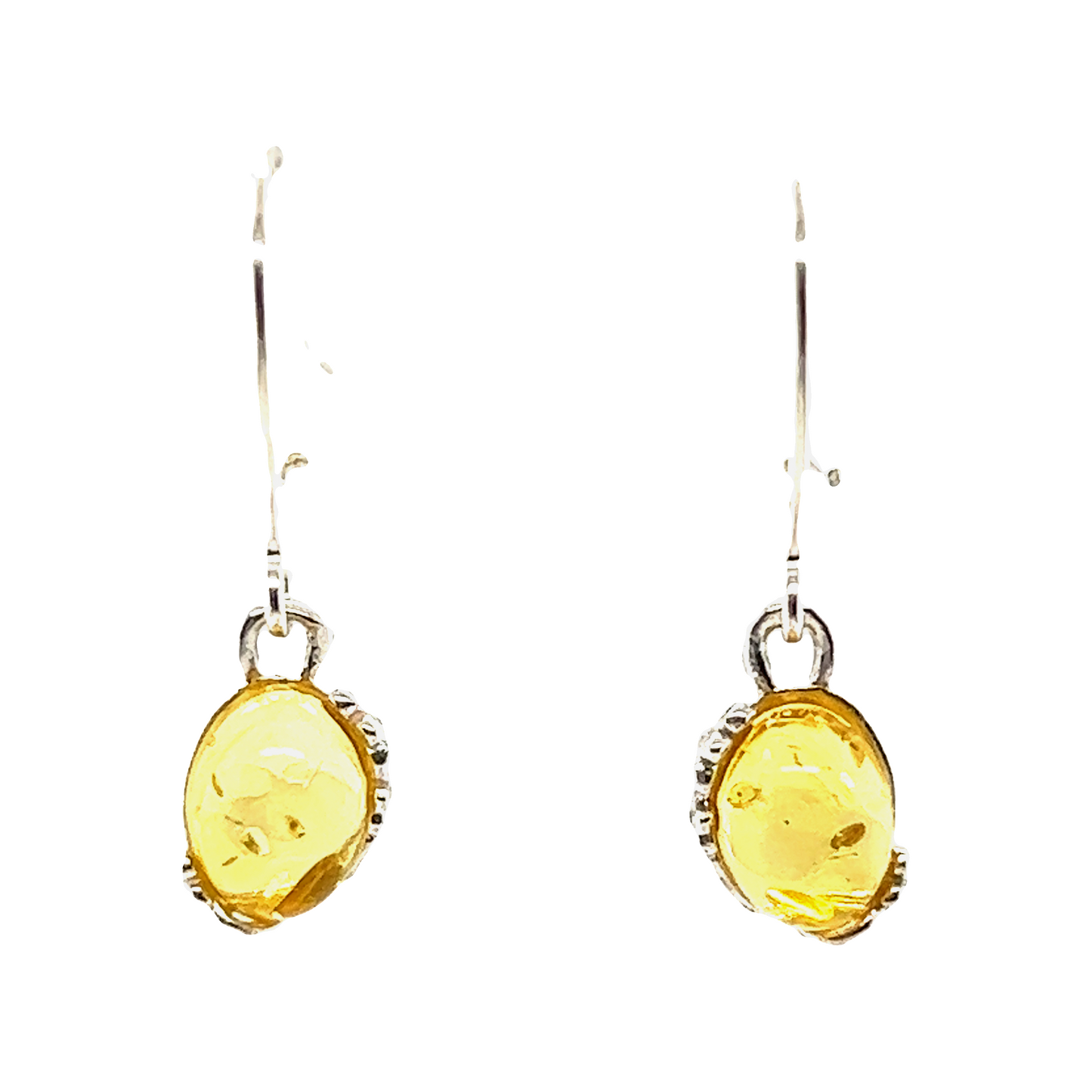 
                  
                    These Tiny Glowing Oval Amber Earrings from Super Silver exude natural elegance with their stunning yellow amber stones set in sterling silver.
                  
                
