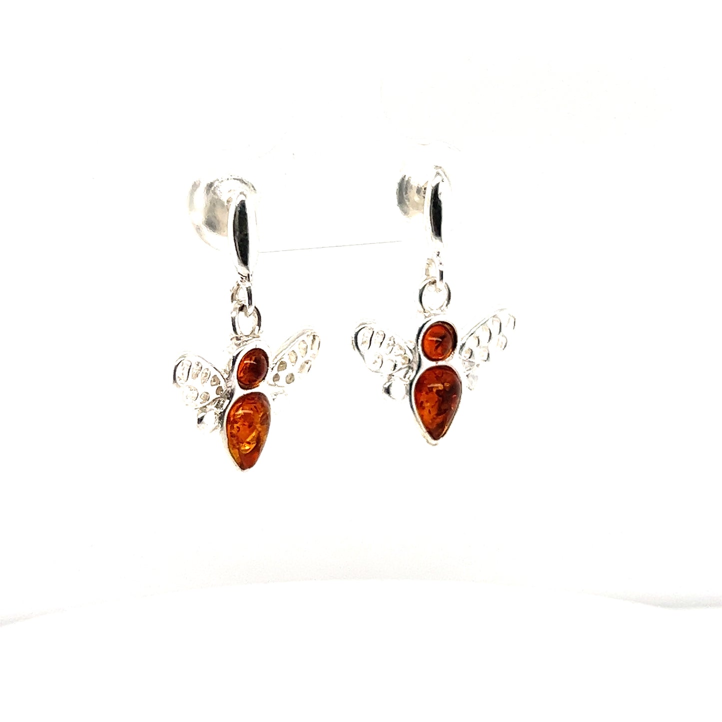 
                  
                    Super Silver Cute Amber Bee Earrings featuring stunningly detailed bees crafted from genuine Baltic amber.
                  
                