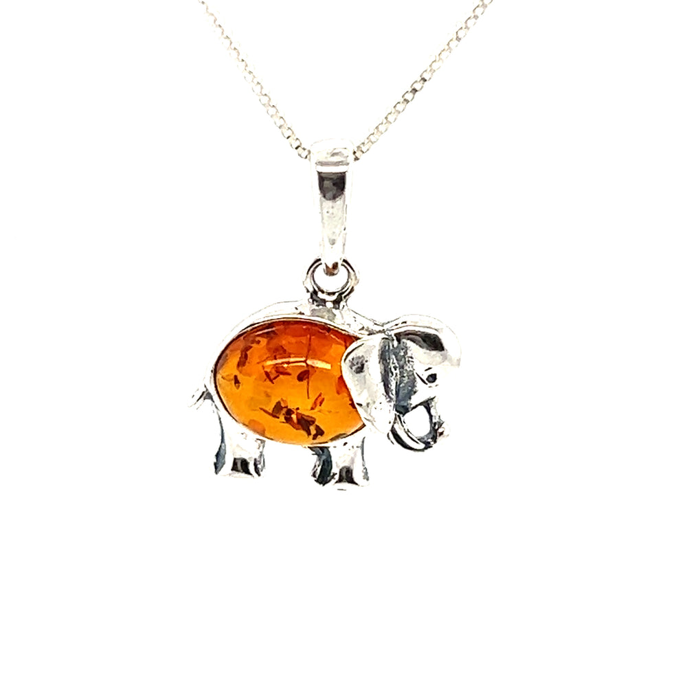 Dainty Amber Elephant Pendant by Super Silver, the perfect combination of elegance and charm.