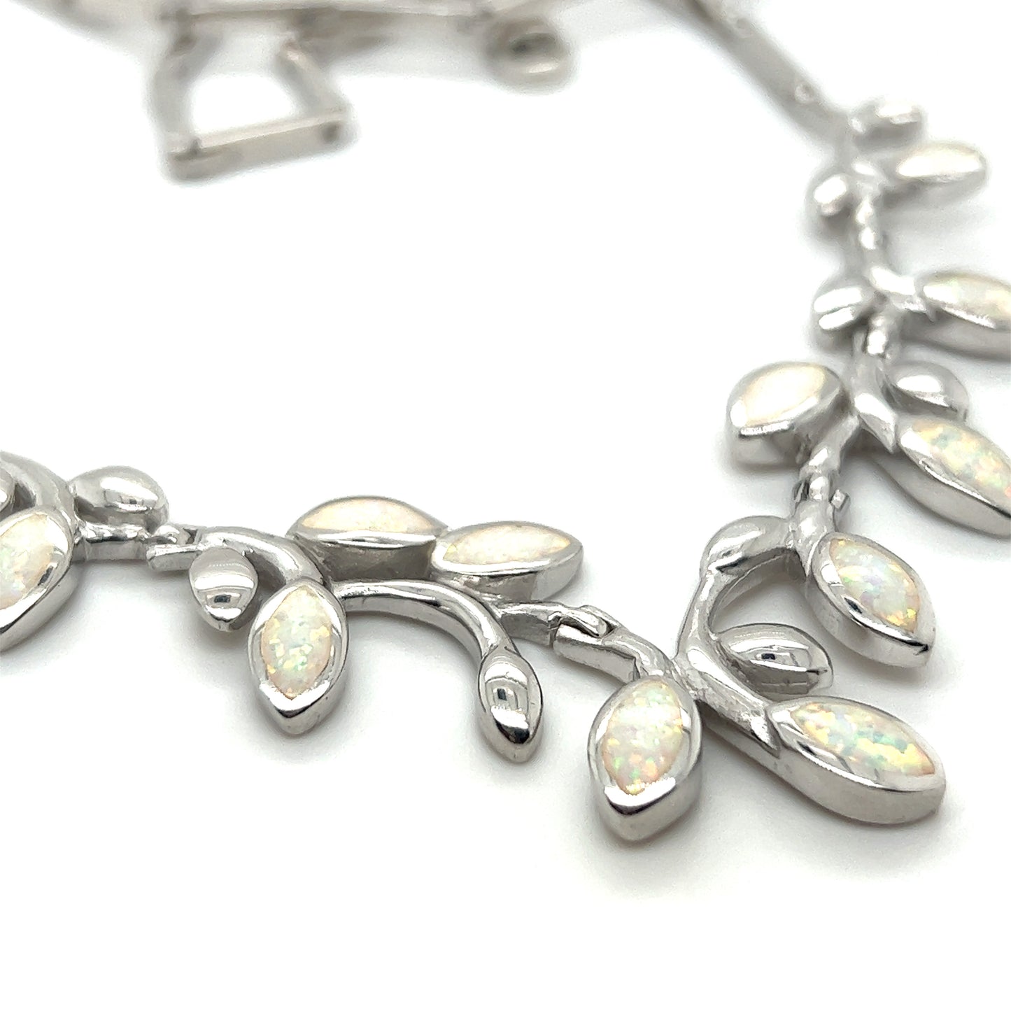 
                  
                    A Super Silver Elegant Opal Vine Necklace on a white background.
                  
                