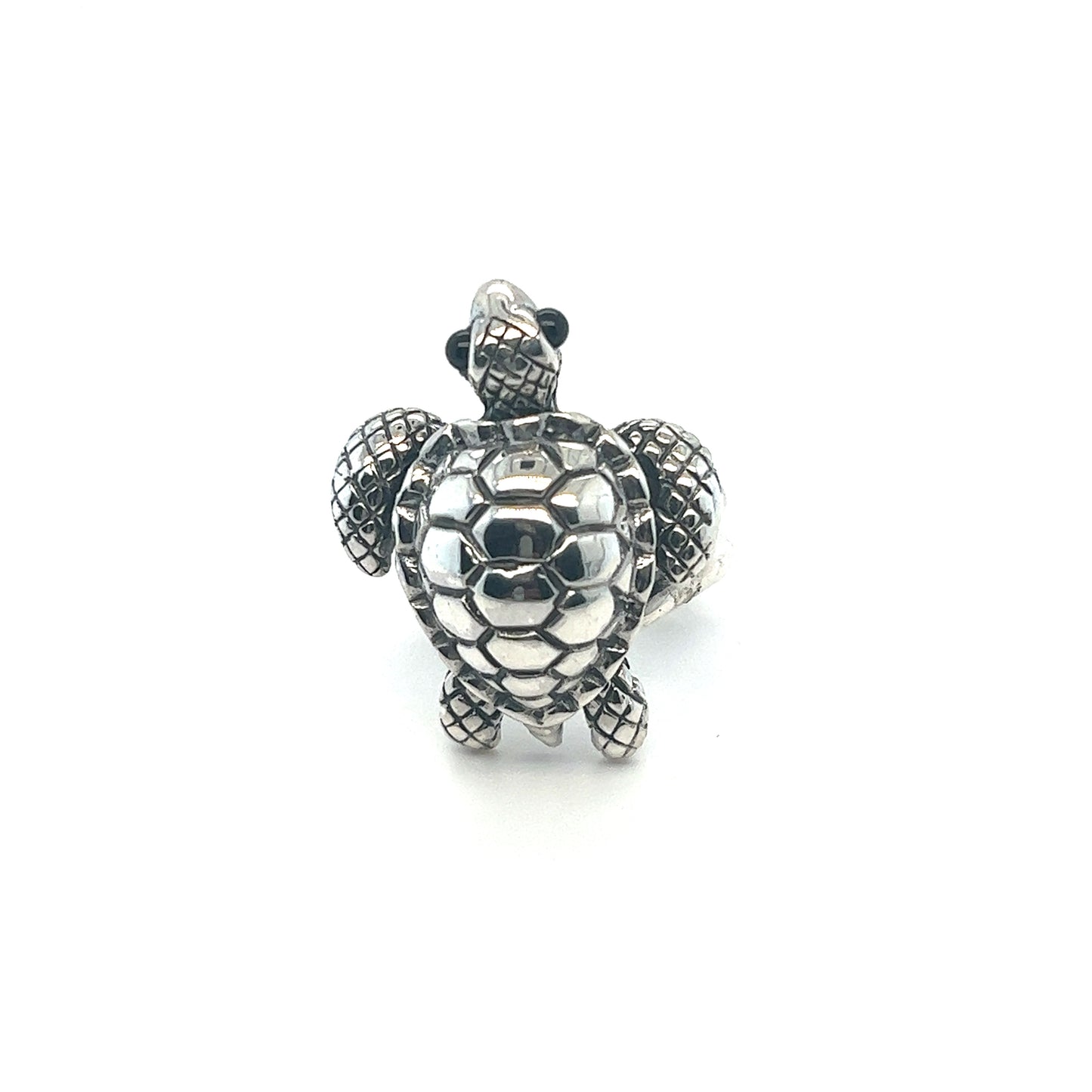 A designer Statement Turtle Ring on a white background.