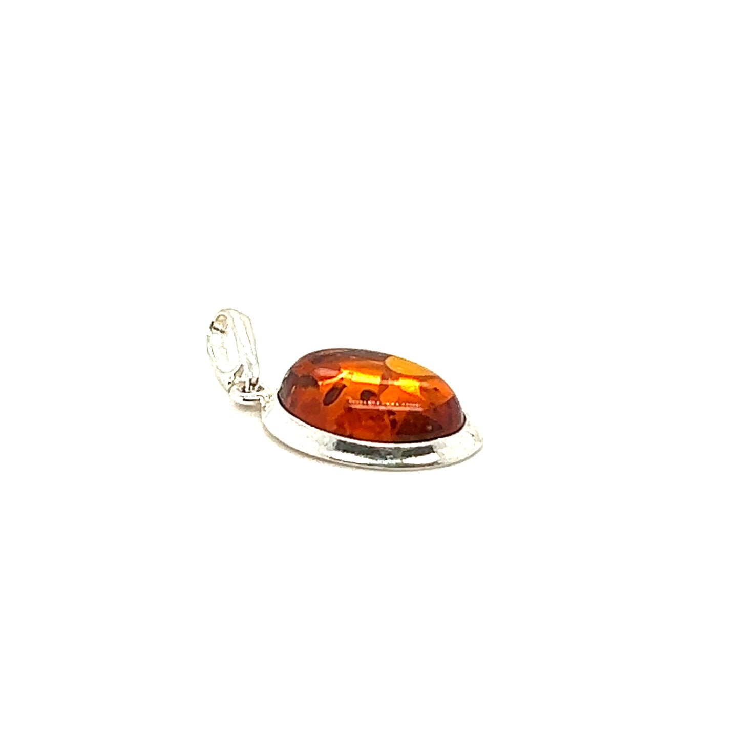 
                  
                    A Super Silver sterling silver bezel pendant with a Simple Framed Oval Amber Pendant.
                  
                
